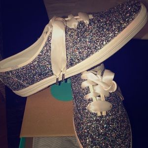 Authentic, Kate Spade Silver Glitter Keds